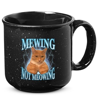 Funny Cat Meme Mewing Looksmax Meowing Cat Trend 15oz Campfire Ceramic Mug