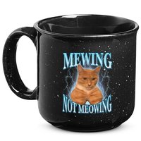 Funny Cat Meme Mewing Looksmax Meowing Cat Trend 15oz Campfire Ceramic Mug