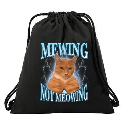 Funny Cat Meme Mewing Looksmax Meowing Cat Trend Drawstring Bag