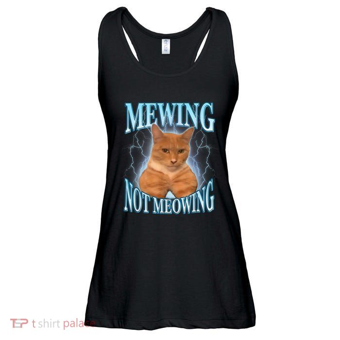 Funny Cat Meme Mewing Looksmax Meowing Cat Trend Ladies Essential Flowy Tank