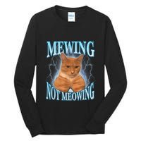 Funny Cat Meme Mewing Looksmax Meowing Cat Trend Tall Long Sleeve T-Shirt