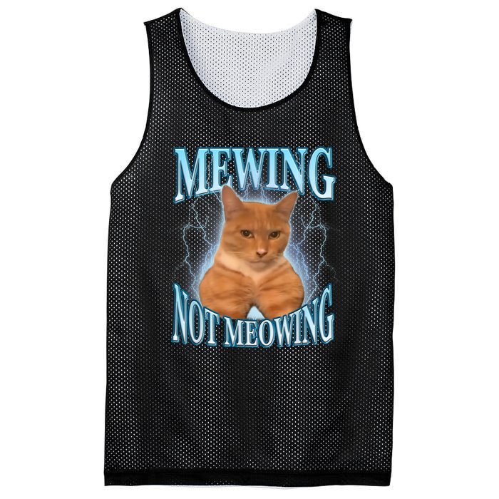 Funny Cat Meme Mewing Looksmax Meowing Cat Trend Mesh Reversible Basketball Jersey Tank