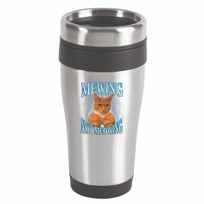 Funny Cat Meme Mewing Looksmax Meowing Cat Trend 16oz Travel Tumbler