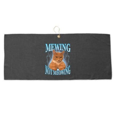Funny Cat Meme Mewing Looksmax Meowing Cat Trend Large Microfiber Waffle Golf Towel