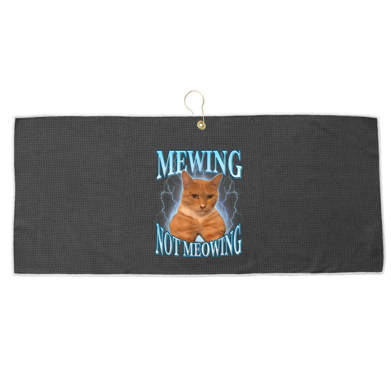 Funny Cat Meme Mewing Looksmax Meowing Cat Trend Large Microfiber Waffle Golf Towel