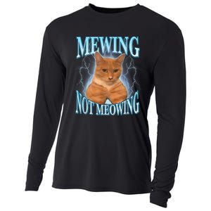 Funny Cat Meme Mewing Looksmax Meowing Cat Trend Cooling Performance Long Sleeve Crew