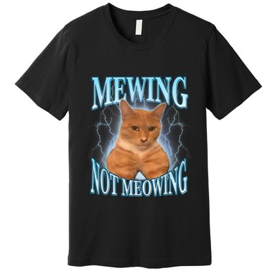 Funny Cat Meme Mewing Looksmax Meowing Cat Trend Premium T-Shirt