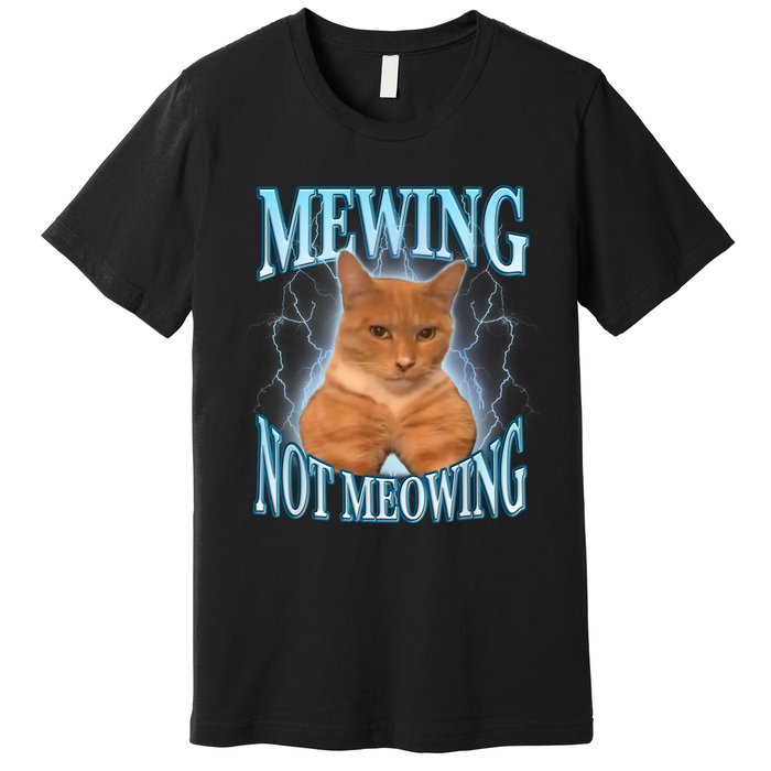 Funny Cat Meme Mewing Looksmax Meowing Cat Trend Premium T-Shirt