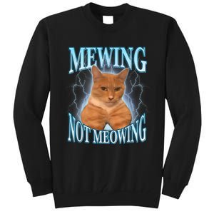 Funny Cat Meme Mewing Looksmax Meowing Cat Trend Tall Sweatshirt