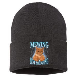 Funny Cat Meme Mewing Looksmax Meowing Cat Trend Sustainable Knit Beanie