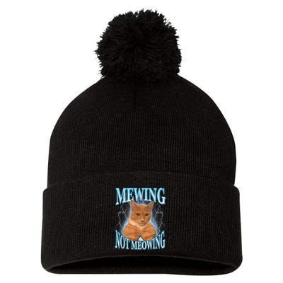 Funny Cat Meme Mewing Looksmax Meowing Cat Trend Pom Pom 12in Knit Beanie