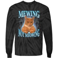 Funny Cat Meme Mewing Looksmax Meowing Cat Trend Tie-Dye Long Sleeve Shirt