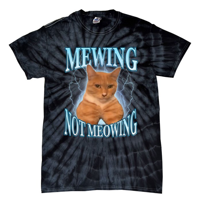 Funny Cat Meme Mewing Looksmax Meowing Cat Trend Tie-Dye T-Shirt