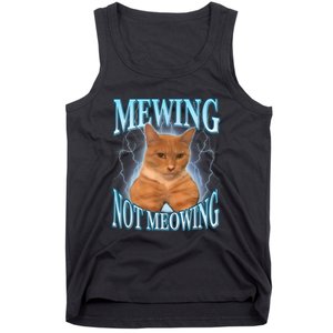 Funny Cat Meme Mewing Looksmax Meowing Cat Trend Tank Top