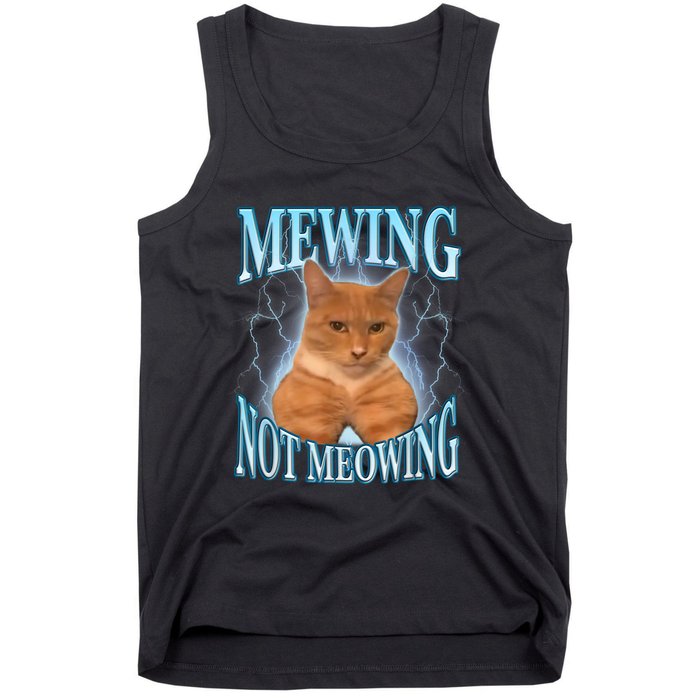 Funny Cat Meme Mewing Looksmax Meowing Cat Trend Tank Top