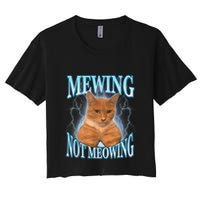 Funny Cat Meme Mewing Looksmax Meowing Cat Trend Crop Top