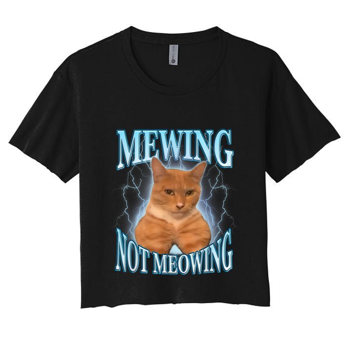 Funny Cat Meme Mewing Looksmax Meowing Cat Trend Crop Top