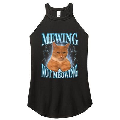 Funny Cat Meme Mewing Looksmax Meowing Cat Trend Women's Perfect Tri Rocker Tank