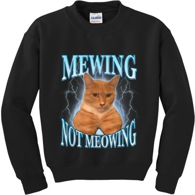 Funny Cat Meme Mewing Looksmax Meowing Cat Trend Kids Sweatshirt