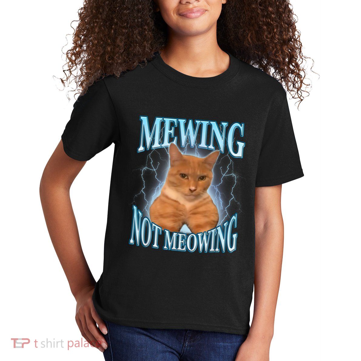 Funny Cat Meme Mewing Looksmax Meowing Cat Trend Kids T-Shirt