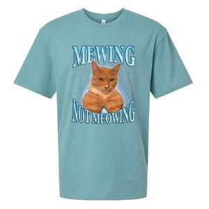 Funny Cat Meme Mewing Looksmax Meowing Cat Trend Sueded Cloud Jersey T-Shirt