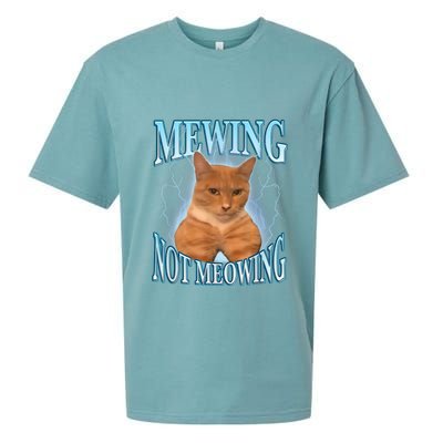 Funny Cat Meme Mewing Looksmax Meowing Cat Trend Sueded Cloud Jersey T-Shirt