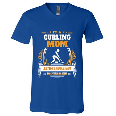 Funny Curling Mom Gift For Mom V-Neck T-Shirt