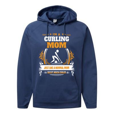 Funny Curling Mom Gift For Mom Performance Fleece Hoodie