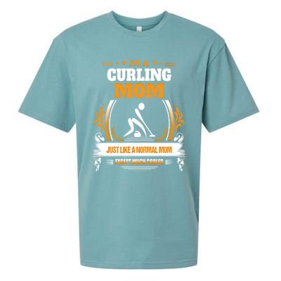 Funny Curling Mom Gift For Mom Sueded Cloud Jersey T-Shirt