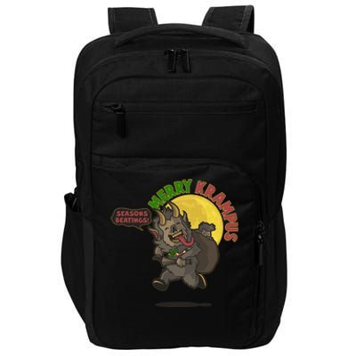 Funny Creepy Merry Krampus Seasons Beatings Impact Tech Backpack