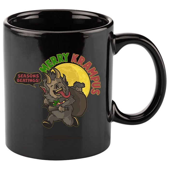 Funny Creepy Merry Krampus Seasons Beatings 11oz C Handle Ceramic Mug