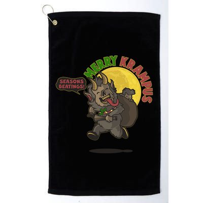 Funny Creepy Merry Krampus Seasons Beatings Golf Towel