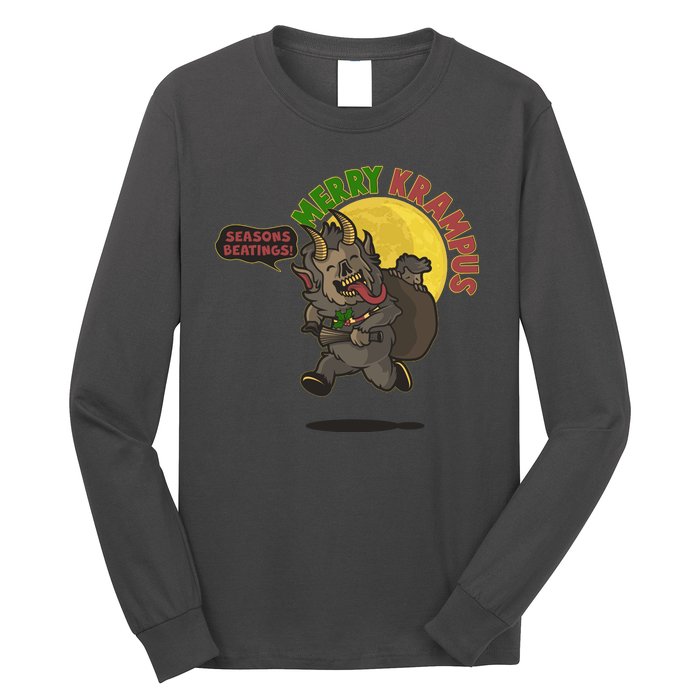 Funny Creepy Merry Krampus Seasons Beatings Long Sleeve Shirt