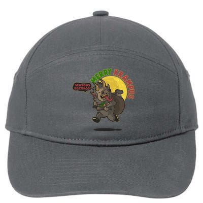 Funny Creepy Merry Krampus Seasons Beatings 7-Panel Snapback Hat