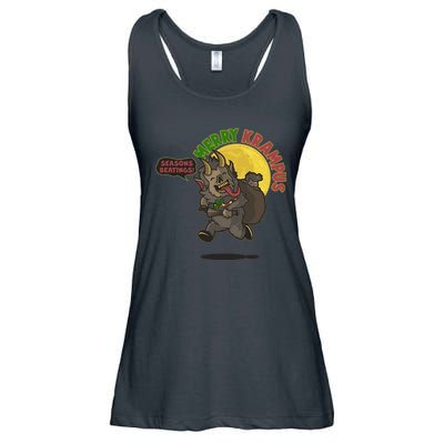 Funny Creepy Merry Krampus Seasons Beatings Ladies Essential Flowy Tank