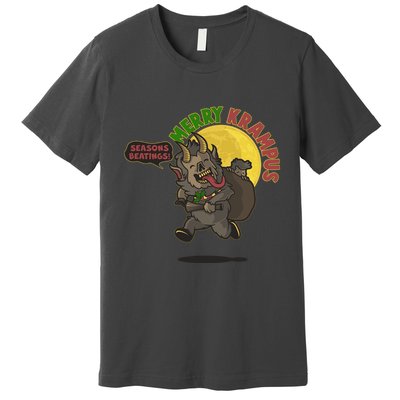 Funny Creepy Merry Krampus Seasons Beatings Premium T-Shirt