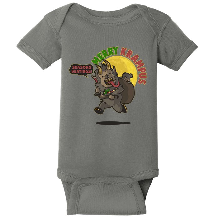 Funny Creepy Merry Krampus Seasons Beatings Baby Bodysuit