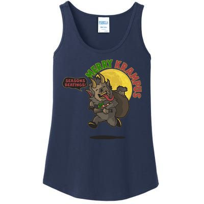 Funny Creepy Merry Krampus Seasons Beatings Ladies Essential Tank