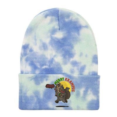 Funny Creepy Merry Krampus Seasons Beatings Tie Dye 12in Knit Beanie