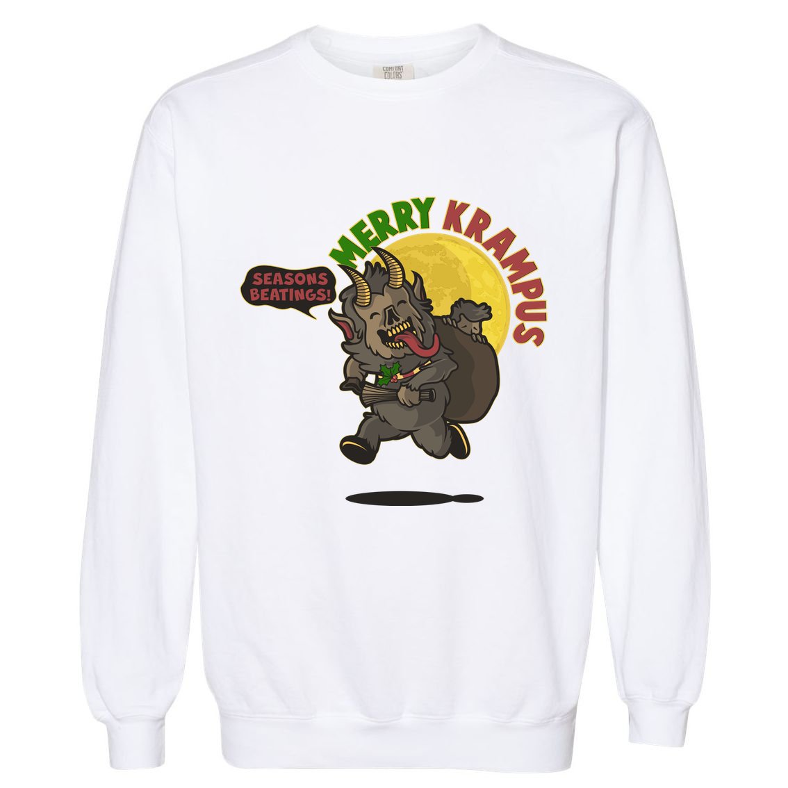 Funny Creepy Merry Krampus Seasons Beatings Garment-Dyed Sweatshirt