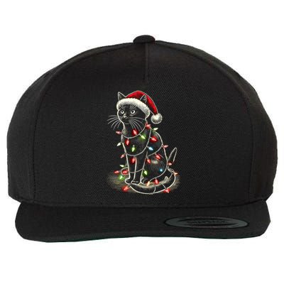 Funny Cat Mom Dad Santa Hat Christmas Tree Lights Cute Gift Wool Snapback Cap