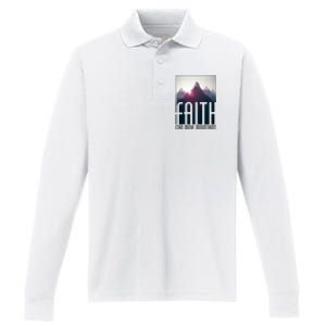 Faith Can Move Mountains Performance Long Sleeve Polo