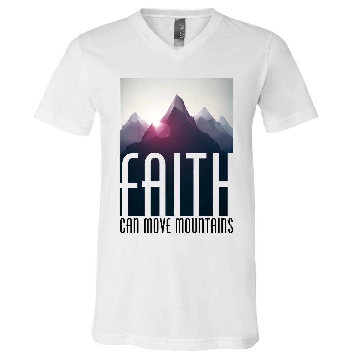 Faith Can Move Mountains V-Neck T-Shirt