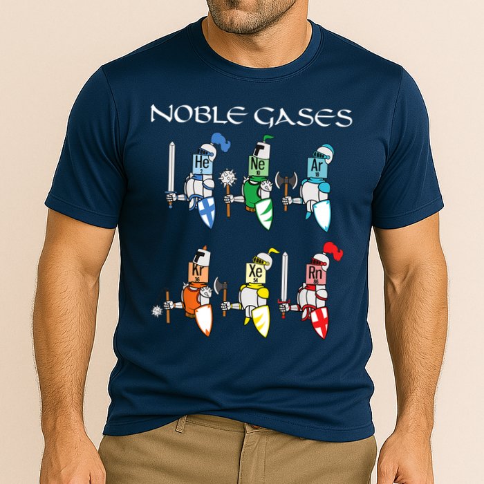 Funny Chemistry Medieval Science Noble Gases Knight Cooling Performance Crew T-Shirt