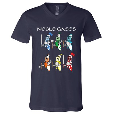 Funny Chemistry Medieval Science Noble Gases Knight V-Neck T-Shirt