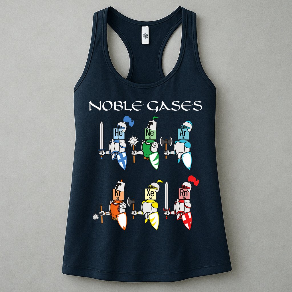 Funny Chemistry Medieval Science Noble Gases Knight Womens Tank Top