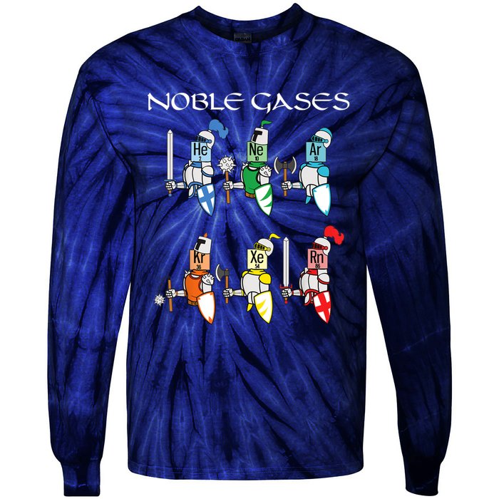 Funny Chemistry Medieval Science Noble Gases Knight Tie-Dye Long Sleeve Shirt