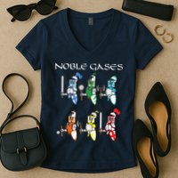 Funny Chemistry Medieval Science Noble Gases Knight Women's V-Neck T-Shirt