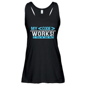 Funny Coder My Code Works I Have No Idea Why Ladies Essential Flowy Tank