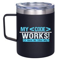 Funny Coder My Code Works I Have No Idea Why 12oz Stainless Steel Coffee Mug